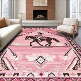 Ultra Soft Area Rug, Non Slip, Stain Resistant, Washable Area Rugs for Living Room, Bedroom, Whimsical Cowgirl Shag Pattern(Pink)