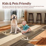 Ultra Soft Area Rug, Non Slip, Stain Resistant, Washable Area Rugs for Living Room, Bedroom, Elegant Nature Motif with Warm Tones(Brown)