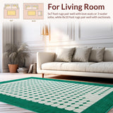 Ultra Soft Area Rug, Non Slip, Stain Resistant, Washable Area Rugs for Living Room, Bedroom, Rustic Stain Resistant Trellis Style(Green)