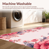 Ultra Soft Area Rug, Non Slip, Stain Resistant, Washable Area Rugs for Living Room, Bedroom, Soft Pastel Floral Living Room Washable Carpet(Pink)
