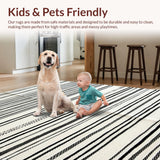 Ultra Soft Area Rug, Non Slip, Stain Resistant, Washable Area Rugs for Living Room, Bedroom, Elegant Black and Cream Geometry(Beige)