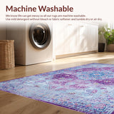 Ultra Soft Area Rug, Non Slip, Stain Resistant, Washable Area Rugs for Living Room, Bedroom, Cozy Pastel Trellis Design(Purple)