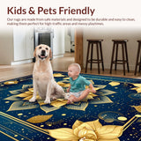 Ultra Soft Area Rug, Non Slip, Stain Resistant, Washable Area Rugs for Living Room, Bedroom, Elegant Transitional Medallion Design(Gold)
