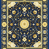 Ultra Soft Area Rug, Non Slip, Stain Resistant, Washable Area Rugs for Living Room, Bedroom, Deep Blue and Gold Accents(Blue)