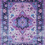 Ultra Soft Area Rug, Non Slip, Stain Resistant, Washable Area Rugs for Living Room, Bedroom, Eclectic Vintage Floral Ensemble(Purple)