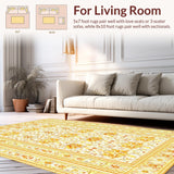 Ultra Soft Area Rug, Non Slip, Stain Resistant, Washable Area Rugs for Living Room, Bedroom, Elegant Subtle Floral Arrangement(Ivory)