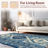 Ultra Soft Area Rug, Non Slip, Stain Resistant, Washable Area Rugs for Living Room, Bedroom, Modern Denim Home Office High-Traffic Area Rug(Blue)