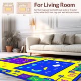 Ultra Soft Area Rug, Non Slip, Stain Resistant, Washable Area Rugs for Living Room, Bedroom, Vibrant Geometric Alphabet Aesthetic(Yellow)