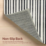 Ultra Soft Area Rug, Non Slip, Stain Resistant, Washable Area Rugs for Living Room, Bedroom, Farmhouse Welcome Rug Showcasing Layered Bold Stripes and Graphic Precision(Black)