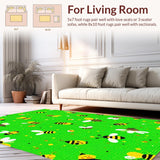 Ultra Soft Area Rug, Non Slip, Stain Resistant, Washable Area Rugs for Living Room, Bedroom, Colorful Bee Artistry Rug(Green)