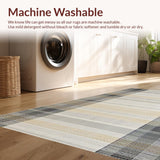 Ultra Soft Area Rug, Non Slip, Stain Resistant, Washable Area Rugs for Living Room, Bedroom, Chic Cozy Checkered Motif(Beige)