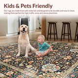 Ultra Soft Area Rug, Non Slip, Stain Resistant, Washable Area Rugs for Living Room, Bedroom, Chic Vintage Botanical Arrangement(Brown)
