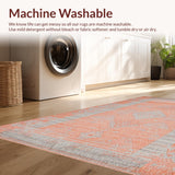 Ultra Soft Area Rug, Non Slip, Stain Resistant, Washable Area Rugs for Living Room, Bedroom, Transitional Striped Pastel Elegance(Orange)
