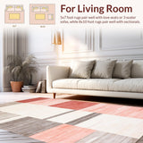 Ultra Soft Area Rug, Non Slip, Stain Resistant, Washable Area Rugs for Living Room, Bedroom, Abstract Pastel Harmony Motif(White)