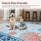 Ultra Soft Area Rug, Non Slip, Stain Resistant, Washable Area Rugs for Living Room, Bedroom, Sophisticated Light Blue Ocean Theme(Blue)