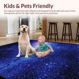 Ultra Soft Area Rug, Non Slip, Stain Resistant, Washable Area Rugs for Living Room, Bedroom, Vivid Nebula Patterned Masterpiece(Blue)