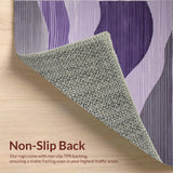 Ultra Soft Area Rug, Non Slip, Stain Resistant, Washable Area Rugs for Living Room, Bedroom, Sophisticated Black Grey Ripple Effect(Purple)