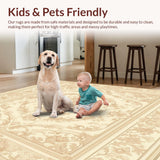 Ultra Soft Area Rug, Non Slip, Stain Resistant, Washable Area Rugs for Living Room, Bedroom, Refined Area with Intricate Baroque Style in Beige(Beige)
