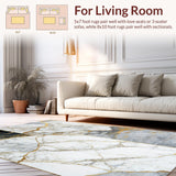 Ultra Soft Area Rug, Non Slip, Stain Resistant, Washable Area Rugs for Living Room, Bedroom, Elegant Minimalist Swirling Motif(White)