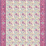 Ultra Soft Area Rug, Non Slip, Stain Resistant, Washable Area Rugs for Living Room, Bedroom, Artistic Pink Garden Motif(Ivory)