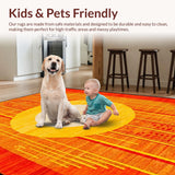 Ultra Soft Area Rug, Non Slip, Stain Resistant, Washable Area Rugs for Living Room, Bedroom, Lively Abstract Spectrum Motif(Orange)