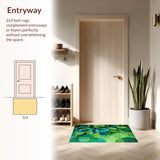Ultra Soft Area Rug, Non Slip, Stain Resistant, Washable Area Rugs for Living Room, Bedroom, Wildflower Non-Skid Laundry Room Runner Rug(Green)