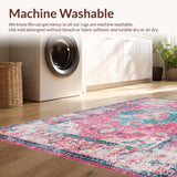 Ultra Soft Area Rug, Non Slip, Stain Resistant, Washable Area Rugs for Living Room, Bedroom, Vibrant Earthy Geometric Appeal(Pink)