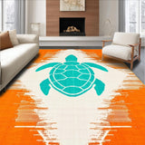Ultra Soft Area Rug, Non Slip, Stain Resistant, Washable Area Rugs for Living Room, Bedroom, Orange and White Swimmer Inspired Surfboard Rug with Geometric Turtle Design(Orange)