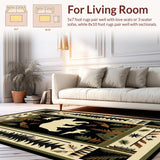 Ultra Soft Area Rug, Non Slip, Stain Resistant, Washable Area Rugs for Living Room, Bedroom, Vintage Forest Animal Silhouette(Black)