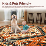 Ultra Soft Area Rug, Non Slip, Stain Resistant, Washable Area Rugs for Living Room, Bedroom, Elegant Organic Shape Motif(Orange)