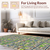 Ultra Soft Area Rug, Non Slip, Stain Resistant, Washable Area Rugs for Living Room, Bedroom, Educational Town Adventure Theme(Brown)