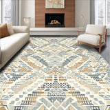 Elegant Beige Grey Interwoven Geometric Animal Inspired Floor(Beige)