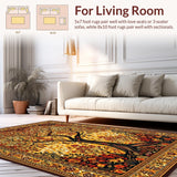 Ultra Soft Area Rug, Non Slip, Stain Resistant, Washable Area Rugs for Living Room, Bedroom, Chic Textured Nature Elements(Gold)