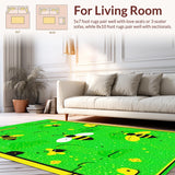Ultra Soft Area Rug, Non Slip, Stain Resistant, Washable Area Rugs for Living Room, Bedroom, Cheerful Green Insect Design(Green)