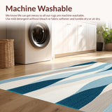 Ultra Soft Area Rug, Non Slip, Stain Resistant, Washable Area Rugs for Living Room, Bedroom, Marbella Collection Area Coastal Beige Inspired(Blue)