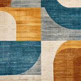 Ultra Soft Area Rug, Non Slip, Stain Resistant, Washable Area Rugs for Living Room, Bedroom, Abstract Checkered Brown Blue Living Room Rug(Gold)