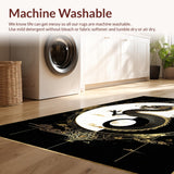 Ultra Soft Area Rug, Non Slip, Stain Resistant, Washable Area Rugs for Living Room, Bedroom, Stylish Monochrome Dragon Symbolism(Black)