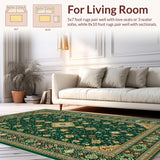 Ultra Soft Area Rug, Non Slip, Stain Resistant, Washable Area Rugs for Living Room, Bedroom, Green Embroidered Arabic Meditation Room Prayer Rug(Green)