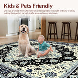 Ultra Soft Area Rug, Non Slip, Stain Resistant, Washable Area Rugs for Living Room, Bedroom, Intricate Mandala Motif in Cream(White)