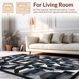 Ultra Soft Area Rug, Non Slip, Stain Resistant, Washable Area Rugs for Living Room, Bedroom, Luxurious Subtle Ogee Design(Gray)