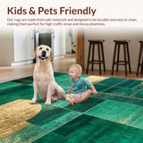 Ultra Soft Area Rug, Non Slip, Stain Resistant, Washable Area Rugs for Living Room, Bedroom, Stylish Layered Textured Elements(Green)