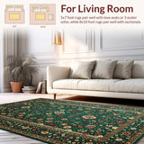 Ultra Soft Area Rug, Non Slip, Stain Resistant, Washable Area Rugs for Living Room, Bedroom, Timeless Rustic Floral Elements(Green)