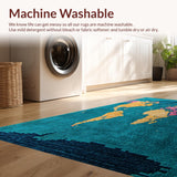 Ultra Soft Area Rug, Non Slip, Stain Resistant, Washable Area Rugs for Living Room, Bedroom, World Map Multicolor Bedroom Meditation Carpet(Blue)