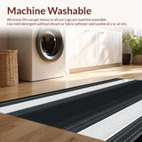 Ultra Soft Area Rug, Non Slip, Stain Resistant, Washable Area Rugs for Living Room, Bedroom, Sophisticated Neutral Diamond Layout(Black)
