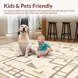 Modern Abstract Geometric Beige Non Slip Area(Beige)