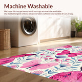 Ultra Soft Area Rug, Non Slip, Stain Resistant, Washable Area Rugs for Living Room, Bedroom, Soft Pastel Botanical Elegance(Pink)