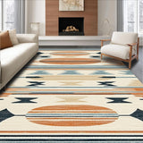 Ultra Soft Area Rug, Non Slip, Stain Resistant, Washable Area Rugs for Living Room, Bedroom, Rustic Beach Vibe Motif(Orange)