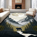Ultra Soft Area Rug, Non Slip, Stain Resistant, Washable Area Rugs for Living Room, Bedroom, Stylish Abstract Wolf Aesthetic(Gray)