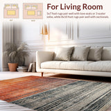 Ultra Soft Area Rug, Non Slip, Stain Resistant, Washable Area Rugs for Living Room, Bedroom, Soft Ombre Gradient Rug Rustic Multi-Hue Distressed Abstract Patterns(Orange)