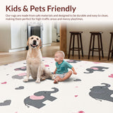 Ultra Soft Area Rug, Non Slip, Stain Resistant, Washable Area Rugs for Living Room, Bedroom, Stylish Abstract Animal Design(White)